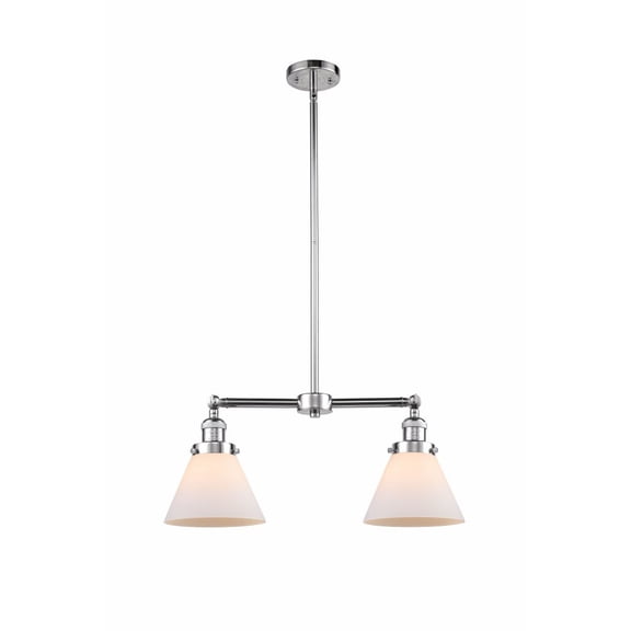 209-PC-G41 Innovations Lighting Cone - 2 Light Island In Traditional Style-10 Inches Tall and 21 Inches Wide-Polished Chrome Finish-Matte White Glass