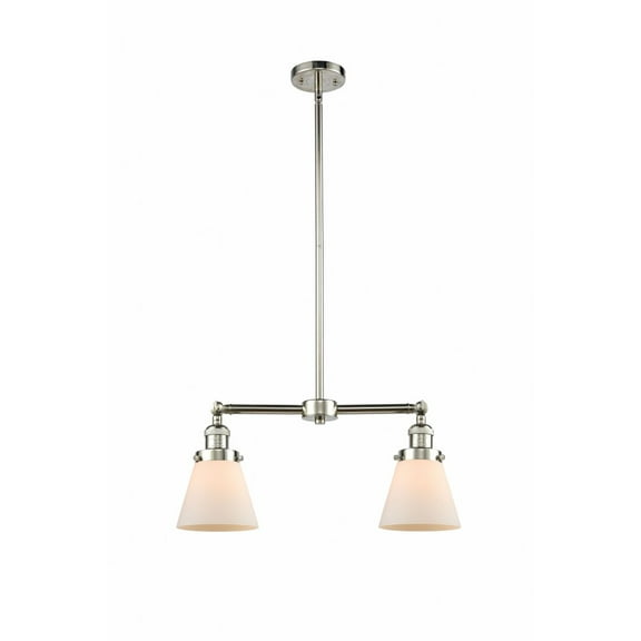 209-PN-G61 Innovations Lighting Cone - 2 Light Island In Traditional Style-10 Inches Tall and 21 Inches Wide-Polished Nickel Finish-Matte White Glass