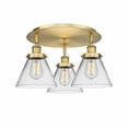 thumbnail image 1 of Innovations Lighting  Cone - 3 Light 20" Flush Mount Clear/Brushed Brass, 1 of 5