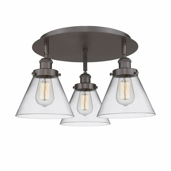 Innovations Lighting Cone - 3 Light 20" Flush Mount Clear/Oil Rubbed Bronze