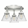 thumbnail image 1 of 916-3C-SN-G42 Innovations Lighting Cone - 3 Light Flush Mount In Art Deco Style-9.5 Inches Tall and 19.5 Inches Wide-Satin Nickel Finish-Clear Glass, 1 of 5