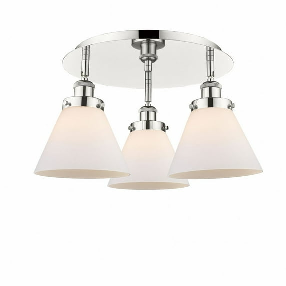 Innovations Lighting Cone - 3 Light 20" Flush Mount Polished Nickel/Matte White