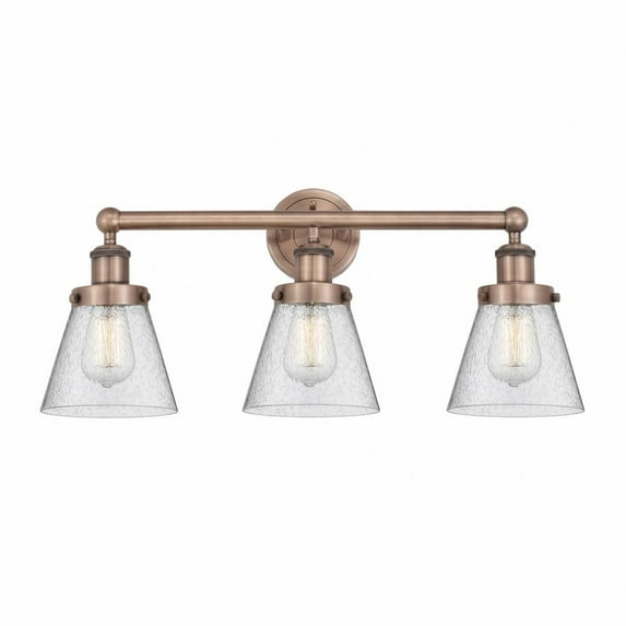 616-3W-AC-G64 Innovations Lighting Cone - 3 Light Bath Vanity In Industrial Style-10 Inches Tall and 24.5 Inches Wide-Antique Copper Finish-Seedy