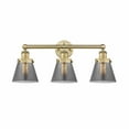 thumbnail image 1 of 616-3W-BB-G63-Innovations Lighting-Cone - 3 Light Bath Vanity In Industrial Style-10 Inches Tall and 24.5 Inches Wide-Brushed Brass Finish-Light Smoke, 1 of 7