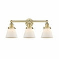 thumbnail image 1 of 616-3W-BB-G61-Innovations Lighting-Cone - 3 Light Bath Vanity In Industrial Style-10 Inches Tall and 24.5 Inches Wide-Brushed Brass Finish-Matte White, 1 of 7