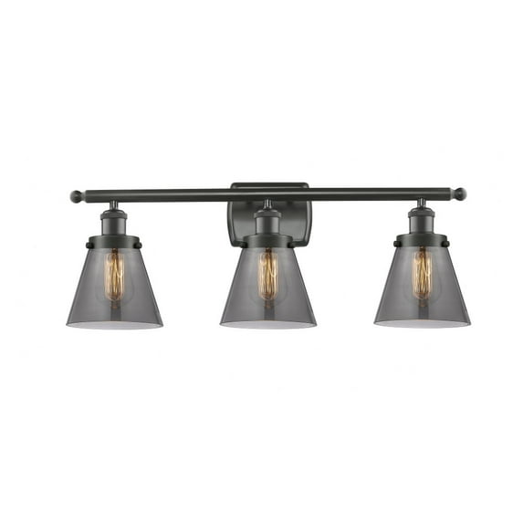 916-3W-OB-G63-Innovations Lighting-Cone - 3 Light Bath Vanity In Industrial Style-11 Inches Tall and 26 Inches Wide-Oil Rubbed Bronze Finish-Light