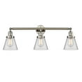 thumbnail image 1 of 205-PN-G62 Innovations Lighting Cone - 3 Light Bath Vanity In Industrial Style-11 Inches Tall and 30 Inches Wide-Polished Nickel Finish-Clear Glass, 1 of 4