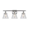thumbnail image 1 of 916-3W-SN-G62 Innovations Lighting Cone - 3 Light Bath Vanity In Industrial Style-11 Inches Tall and 26 Inches Wide-Brushed Satin Nickel Finish-Clear, 1 of 2