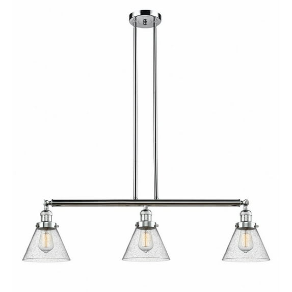213-PC-G44 Innovations Lighting Cone - 3 Light Island In Industrial Style-10 Inches Tall and 40.25 Inches Wide-Polished Chrome Finish-Seedy Glass