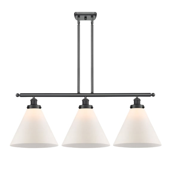 916-3I-BK-G41-L Innovations Lighting Cone - 3 Light Island In Industrial Style-11 Inches Tall and 36 Inches Wide-Matte Black Finish-Matte White Glass