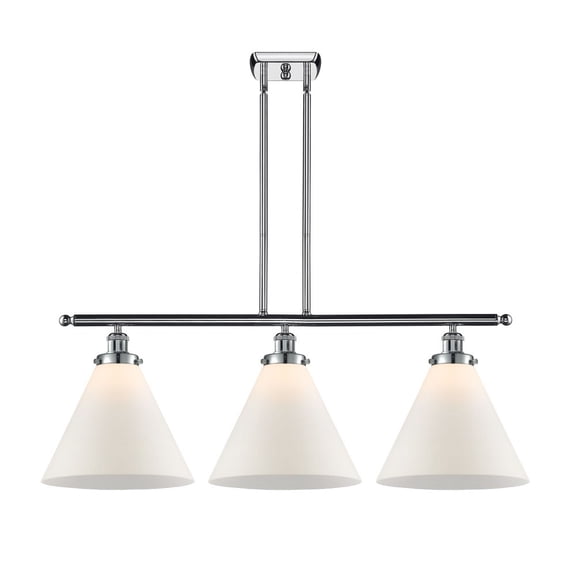 916-3I-PC-G41-L Innovations Lighting Cone - 3 Light Island In Industrial Style-11 Inches Tall and 36 Inches Wide-Polished Chrome Finish-Matte White
