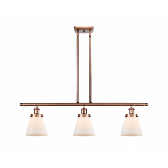 916-3I-AC-G61 Innovations Lighting Cone - 3 Light Stem Hung Island In Industrial Style-10 Inches Tall and 36 Inches Wide-Antique Copper Finish-Matte