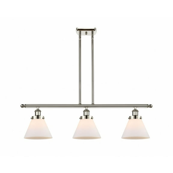 916-3I-PN-G41 Innovations Lighting Cone - 3 Light Stem Hung Island In Industrial Style-11 Inches Tall and 36 Inches Wide-Polished Nickel Finish-Matte