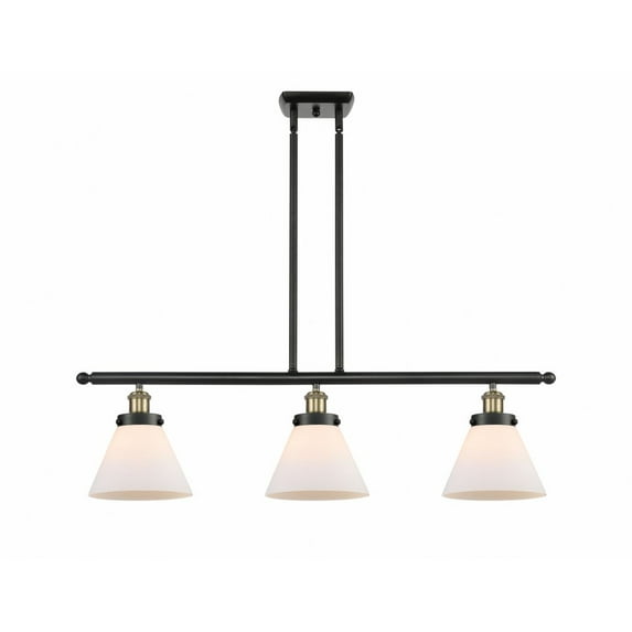 916-3I-BAB-G41 Innovations Lighting Cone - 3 Light Stem Hung Island In Industrial Style-11 Inches Tall and 36 Inches Wide-Black Antique Brass