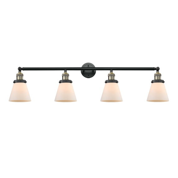 Innovations Lighting Cone 4 Light 42" Bath Vanity Light Black Antique Brass/Matte White