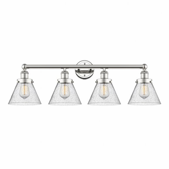 616-4W-PN-G44 Innovations Lighting Cone - 4 Light Bath Vanity In Industrial Style-10 Inches Tall and 33.5 Inches Wide-Polished Nickel Finish-Seedy