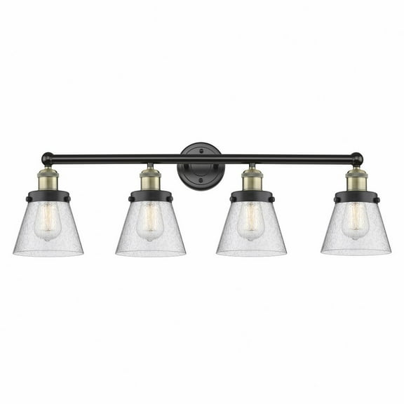 616-4W-BAB-G64 Innovations Lighting Cone - 4 Light Bath Vanity In Modern Style-10 Inches Tall and 33.5 Inches Wide-Black Antique Brass Finish-Seedy
