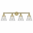 thumbnail image 1 of 616-4W-BB-G62 Innovations Lighting Cone - 4 Light Bath Vanity In Modern Style-10 Inches Tall and 33.5 Inches Wide-Brushed Brass Finish-Clear Glass, 1 of 5