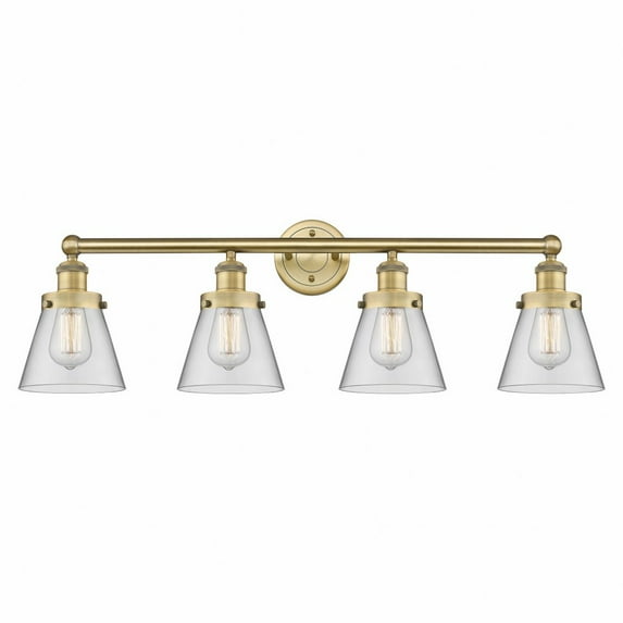616-4W-BB-G62 Innovations Lighting Cone - 4 Light Bath Vanity In Modern Style-10 Inches Tall and 33.5 Inches Wide-Brushed Brass Finish-Clear Glass