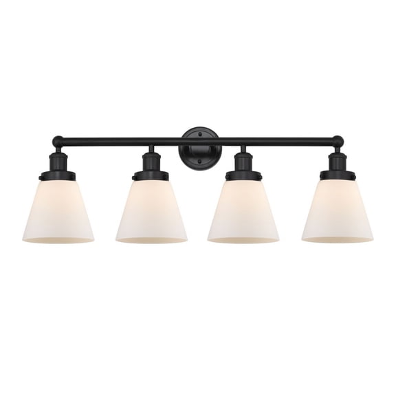616-4W-BK-G61 Innovations Lighting Cone - 4 Light Bath Vanity In Modern Style-10 Inches Tall and 33.5 Inches Wide-Matte Black Finish-Matte White Glass