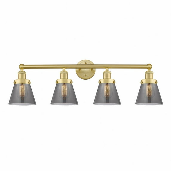616-4W-SG-G63 Innovations Lighting Cone - 4 Light Bath Vanity In Modern Style-10 Inches Tall and 33.5 Inches Wide-Satin Gold Finish-Light Smoke Glass
