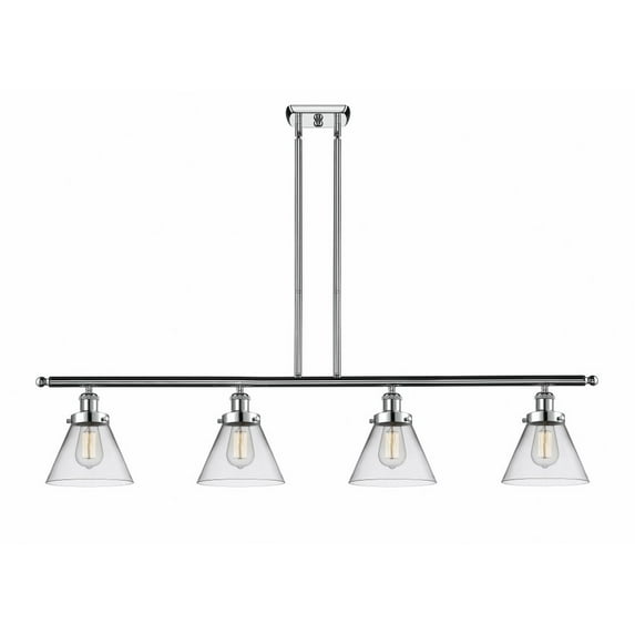 916-4I-PC-G42 Innovations Lighting Cone - 4 Light Island In Industrial Style-10 Inches Tall and 48 Inches Wide-Polished Chrome Finish-Clear Glass