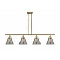 thumbnail image 1 of 916-4I-BB-G43 Innovations Lighting Cone - 4 Light Island In Industrial Style-10 Inches Tall and 48 Inches Wide-Brushed Brass Finish-Light Smoke Glass, 1 of 1