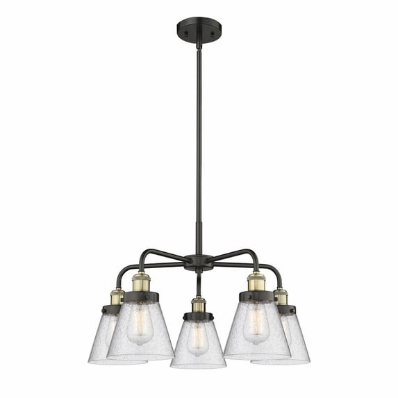 Innovations Lighting Cone - 5 Light 24" Stem Hung Chandelier Black Antique Brass/Seedy