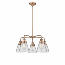 Innovations Lighting  Cone - 5 Light 24" Stem Hung Chandelier Clear/Antique Copper