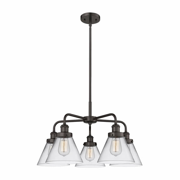 Innovations Lighting - Cone - 5 Light Stem Hung Chandelier In Art Deco Style-15