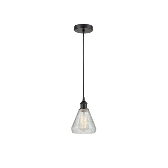 616-1P-BK-G275 Innovations Lighting Conesus - 1 Light Cord Hung Mini Pendant In Industrial Style-10.75 Inches Tall and 6 Inches Wide-Matte Black