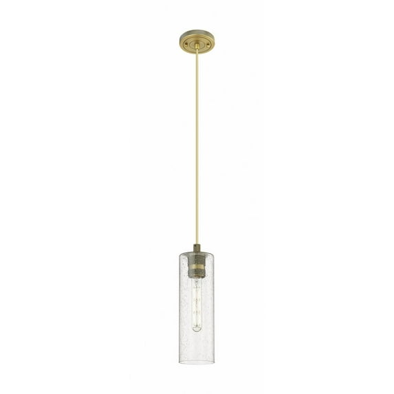 Innovations Lighting Crown Point - 1 Light 12" Cord Hung Pendant Brushed Brass/Seedy
