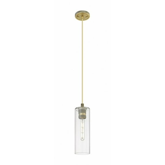 Innovations Lighting Crown Point - 1 Light 12" Cord Hung Pendant Clear/Brushed Brass