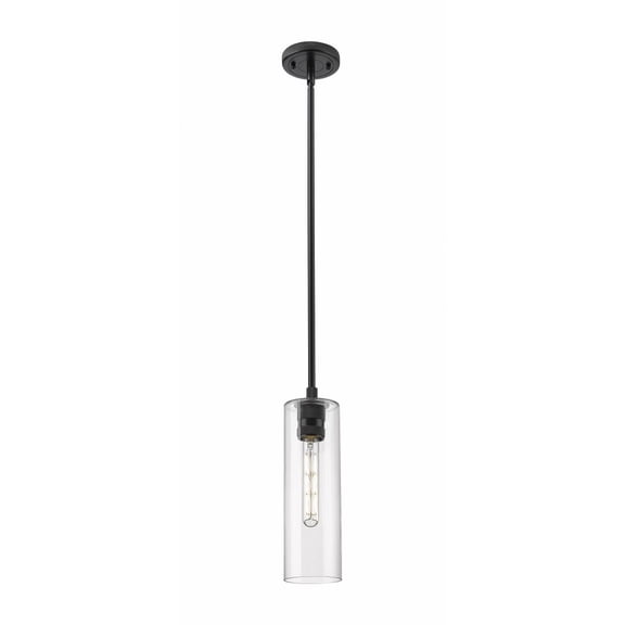 Innovations Lighting Crown Point - 1 Light 12" Stem Hung Pendant Clear/Matte Black