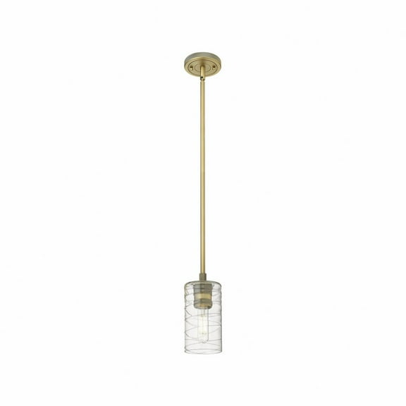 Innovations Lighting  Crown Point - 1 Light 7" Stem Hung Pendant Deco Swirl/Brushed Brass