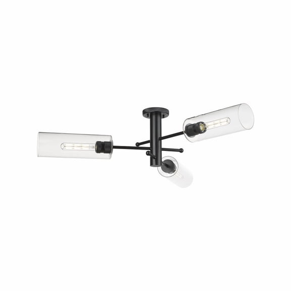 Innovations Lighting  Crown Point - 3 Light 12" Flush Mount Clear/Matte Black