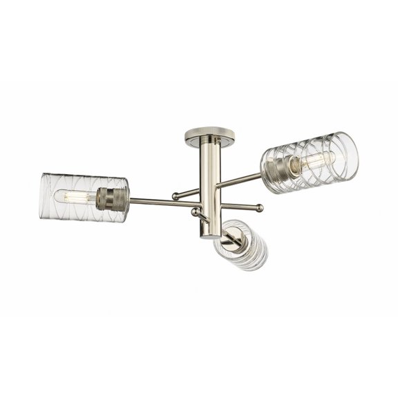 Innovations Lighting  Crown Point - 3 Light 7" Flush Mount Deco Swirl/Polished Nickel