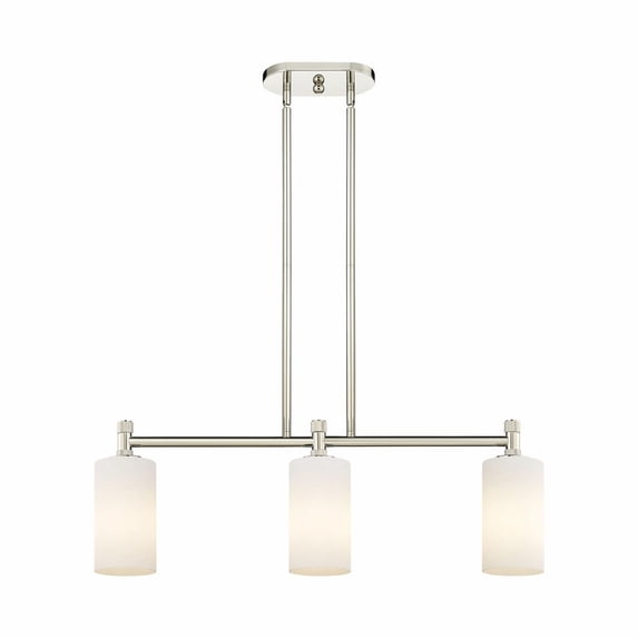 434-3I-PN-G434-7WH Innovations Lighting Crown Point - 3 Light Island In Industrial Style-9.88 Inches Tall and 30.5 Inches Wide-Polished Nickel
