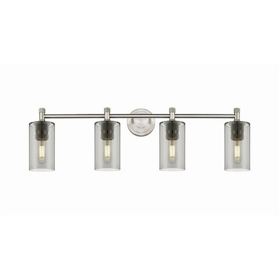 434-4W-SN-G434-7SM-Innovations Lighting-Crown Point - 4 Light Bath Vanity-10.5 Inch Tall and 33.88 Inch Wide-Satin Nickel Finish-Light Smoke Glass