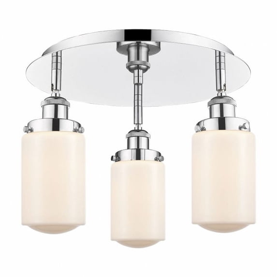 916-3C-PC-G311 Innovations Lighting Dover - 3 Light Flush Mount In Art Deco Style-10 Inches Tall and 16.25 Inches Wide-Polished Chrome Finish-Matte