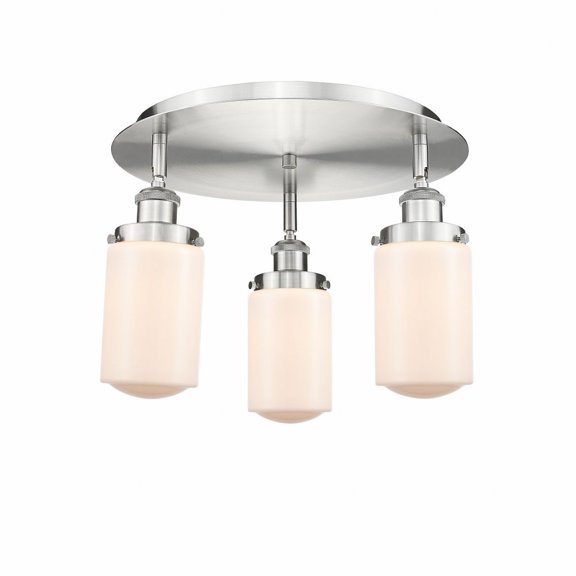 916-3C-SN-G311 Innovations Lighting Dover - 3 Light Flush Mount In Art Deco Style-10 Inches Tall and 16.25 Inches Wide-Satin Nickel Finish-Matte White