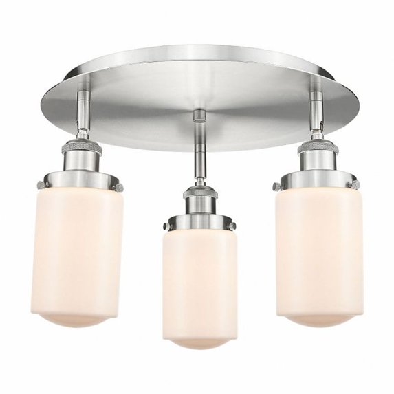 916-3C-SN-G311 Innovations Lighting Dover - 3 Light Flush Mount In Art Deco Style-10 Inches Tall and 16.25 Inches Wide-Satin Nickel Finish-Matte White