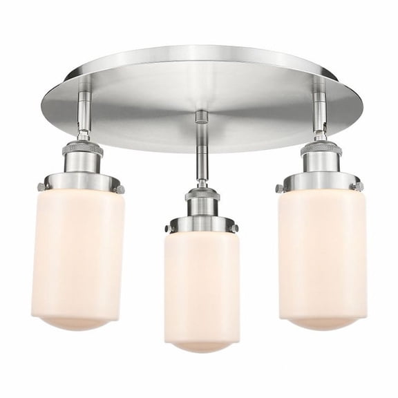 916-3C-SN-G311 Innovations Lighting Dover - 3 Light Flush Mount In Art Deco Style-10 Inches Tall and 16.25 Inches Wide-Satin Nickel Finish-Matte White