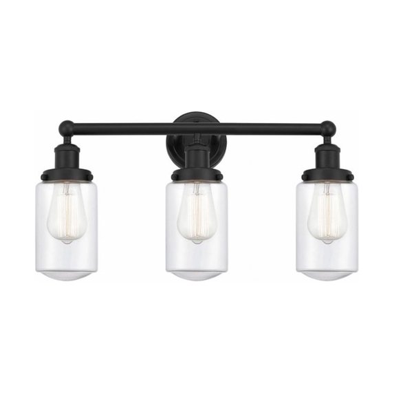 616-3W-BK-G312-Innovations Lighting-Dover - 3 Light Bath Vanity In Industrial Style-10 Inches Tall and 24.5 Inches Wide-Matte Black Finish-Clear Glass