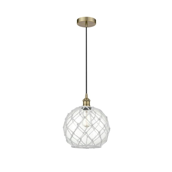 Innovations Lighting Edison - 1 Light 10" Cord Hung Mini Pendant Antique Brass/Clear, White