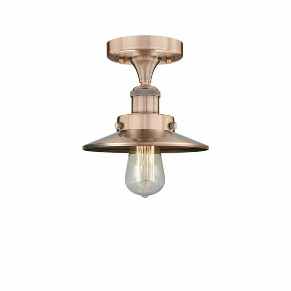 Innovations Lighting Edison - 1 Light 8" Semi-Flush Mount - 2"H Shade Antique Copper