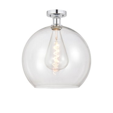 Innovations Lighting  Edison Athens - 1 Light 14" Semi-Flush Mount Clear/Polished Chrome