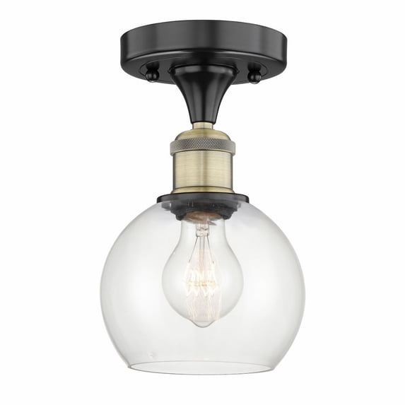 Innovations Lighting Edison Athens - 1 Light 6" Semi-Flush Mount Clear/Black Antique Brass