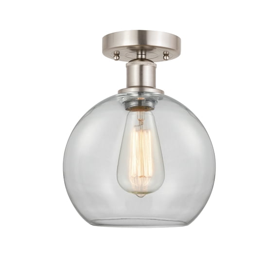 Innovations Lighting  Edison Athens - 1 Light 8" Semi-Flush Mount Clear/Brushed Satin Nickel