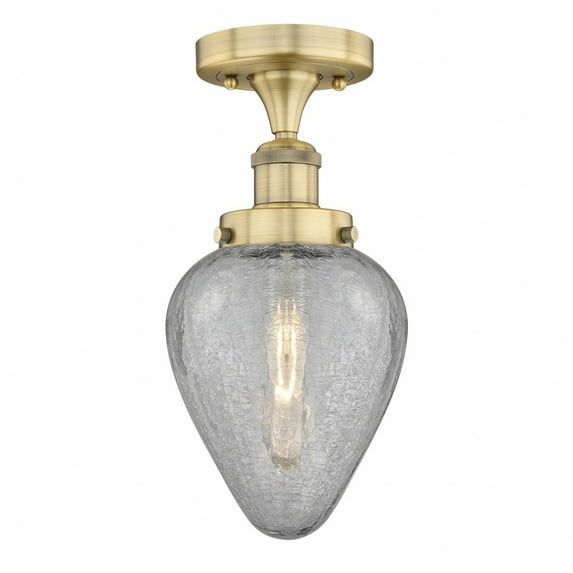Innovations Lighting Edison Belfast - 1 Light 6" Semi-Flush Mount Antique Brass/Clear Crackle